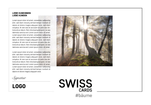 Swiss Cards #bäume (mit individueller, transparenter Banderole)