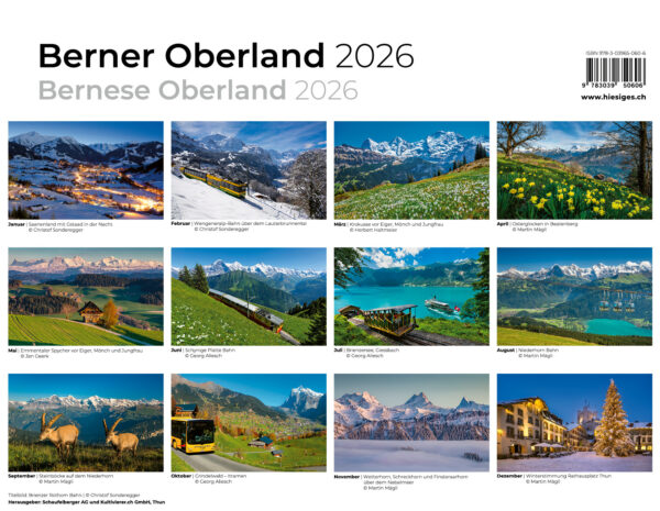 Berner Oberland Kalender 2026
